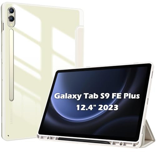 ProCase Coque pour Tab Galaxy S9 FE Plus 2023(SM-X610/SM-X616B) 12.4 Pouces avec S Pen Holder, Étui Housse de Protection Antichute Galaxy Tablette S9 FE+ Plus 12.4 -Beige