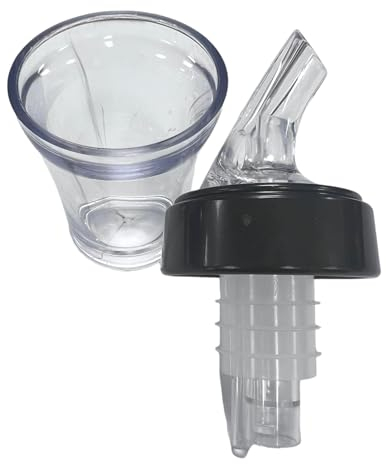 Chabrias Ltd Premium 4 in 1 Plastic Speed Pourer + 25ml Jigger Thimble Measure + Shot Glass + Dust Cap UK Made - Hygienic & Leak-Proof (1)