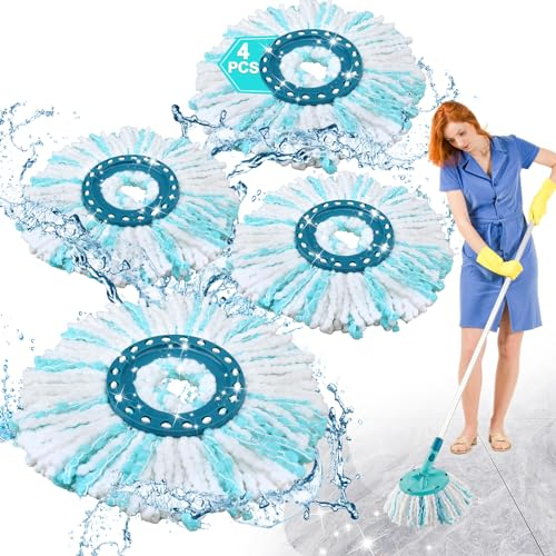 4 piezas para Leifheit Lavasuelos Cabezal de recambio, compatible con Leifheit Clean Twist Disc Mop Ergo Recambio Mopa Kit-Microfibra, altamente absorbente, apta para todos los suelos
