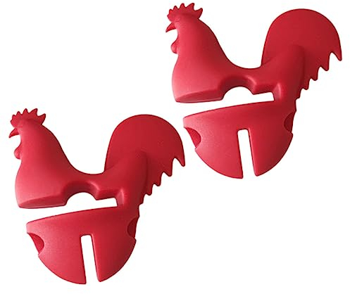 FUNOMOCYA 2 x auslaufsichere Pfannenzange, Untensilienablage, Topf-Clip, Kochtopf, Hahn, Topf-Clip, Topf, feste Klemme, auslaufsicherer Deckelständer, Küchenlöffelablage, Topfdeckelhalter, Kieselgel,