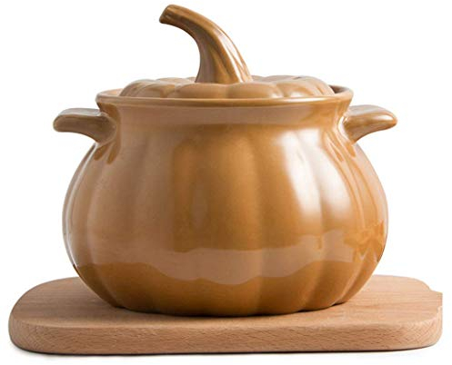 Pumpkin Ceramic Casserole cocotte Heat-Resistant Stewpot Kitchen Health Pot Open Flame Clay cookware Creative Soup Pot with a Large Capacity Pumpkin Soup Pot 3.1l