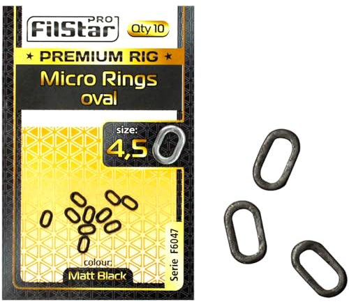PRO Filstar 10 Stück Micro Ring Oval Größe 4.5 - Rig Rings - Karpfen Angel Zubehör - Karpfenrigs - Karpfenmontage - Blow-Back Karpfen Rig - D-Rig - Chod Rig - Carp Fishing - Angelwirbel – Grundangeln