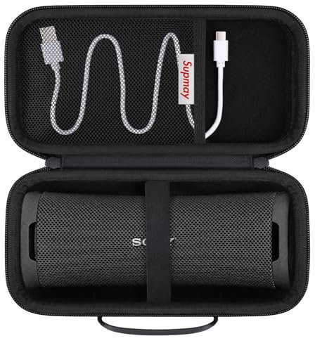 Supmay Hard Carrying Case for Sony ULT Field 1 Waterproof Portable Bluetooth Speaker, Wireless Portable Speaker Protection Case with Mesh Pocket for Charging Cables, Black