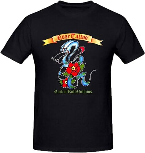 Rose Tattoo Rock N Roll Outlaws Funny Tee Shirts for Men XXL