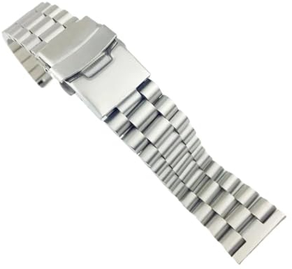Passend for Seiko Massiv-Edelstahlband Skx007 Skx009 SRPD63K1 Samurai 20 mm 22 mm Herrenarmband Srpd Jubilee gebogenes Armband (Color : A Silver straight, Size : 20mm)