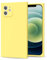 oakxco for iPhone 12 Phone Case Silicone Square Edge, Y2k Rectangle Soft Rubber Gel Cute Phone Case for Women, Girly Aesthetic Trendy Design, Thin Slim Matte TPU Protective Cover, Yellow
