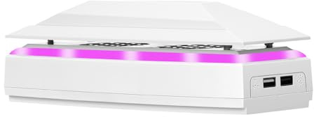 POFET PS5 Slim Kühler,Dachkühllüfter mit 3-Geschwindigkeits-RGB-Beleuchtung, Oberer Kühlventilator und USB 2.0-Anschlüssen für PS5 Slim Disc/Digital Edition