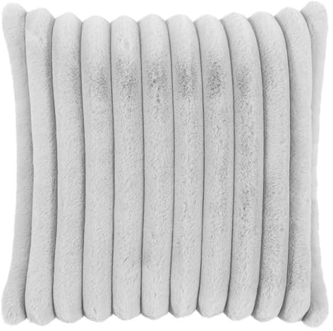 MAGMA Raya Kissenhülle/Kissenbezug aus Fellimitat - 100% Polyester, bis 30 Grad waschbar, 45x45cm, grau