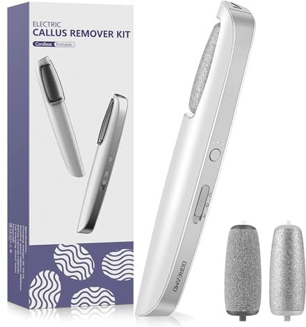 DOREAMO Electric Foot File for Hard Skin and Callus Remover - Pedicure Sets for Feet with Rreplacement Rollers - Foot Scraper Dry Dead Skin Remover Includes Smooth Roller and Cracked Heel Roller