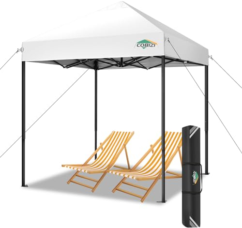 COBIZI pavillon 2x2m Wasserdicht Stabil Winterfest Pop Up faltbar partyzelt FalPavillon 2x2m, Ez auf Outdoor Faltbar Gartenzelt, Partyzelt Faltzelt gartenpavillon, Einstellbare Höhen, Weiß