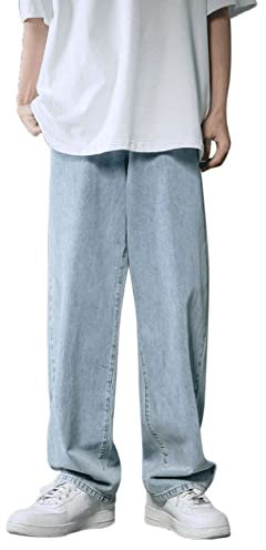 Generisch Herren Jeanshose Hose mit Eingrifftaschen Gürtelschlaufen Stretch Baumwollmischung Regular Fit Jeans Hellblau Herren Schwarze Jeans Herren Baggy Mit Kreuz