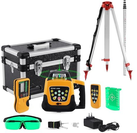 KayEsampra Livella Laser Rotante Autolivellante 360° Verticale Orizzontale Autolivellante Raggio Verde 500 m con Treppiede in Alluminio per Lavori di Costruzione