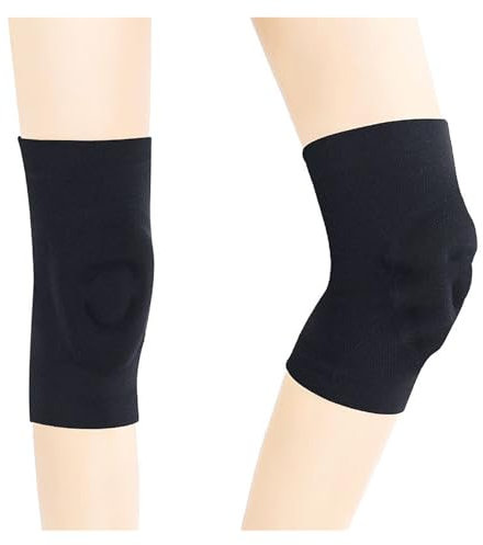 MKLHAVB Silicone Knee Pads Fitness Dance Skating Sports Knee Pads Basketball Pressurized Cycling Roller Non-Slip Breathable Knee Pads GenouillèRes De Sport(Black,M 30-40cm)