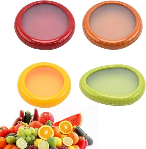 Paquete de 4 Estantes de Almacenamiento para Cebolla y Aguacate, Caja de Almacenamiento de Frutas De Silicona, Contenedor de Almacenamiento Multifuncional de Frutas y Verduras de Silicona
