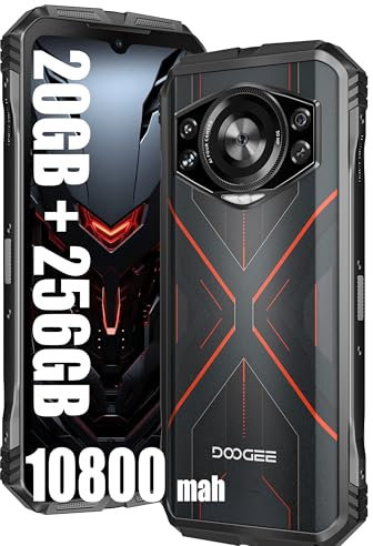 DOOGEE S Cyber 4G Rugged Smartphone, 10800mAh Batteria, 20GB + 256GB, 6.58 FHD+ Smartphone, 50MP AI Fotocamera + 16MP, Android 14 Cellulare Impermeabile, Octa Core, IP68/LED/LOUD Speaker/NFC Rosso