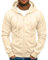 Felpa con cappuccio da uomo alla moda, casual, tinta unita, alla moda, con cerniera, sportiva, felpa da jogging, cachi, L