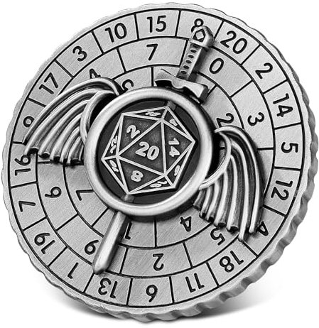 DND Radwürfel Spinner, 7-in-1 Kämpfer Schwertern Metallische D&D Würfel, Kämpfer Schwertern Roulette Würfel Spinner für DND Würfelset, D&D Geschenke mit Box, Rollenspiel Brettspiel Zubehör, Silber