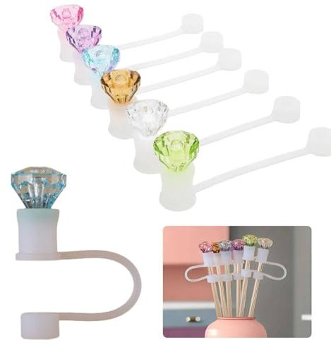 Tapón de paja de diamante para taza Stanley de 40 y 887 ml, tapa de silicona para vasos, coloridos adornos reutilizables para vasos Stanley, regalos del día de San Valentín para novia (E)