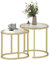HOMCOM Couchtisch rund 2er Set Stapelbarer Beistelltisch mit Stahlrahmen, Wohnzimmertisch Kaffeetisch für Wohnzimmer Schlafzimmer Gold