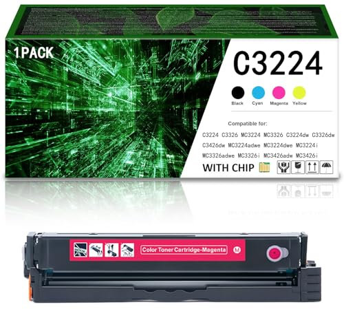 CMADJT Für Lexmark kompatible Tonerkartusche C3224 mit Chip, passend für C3326 C3426 MC3224 MC3326 MC3426 C3224dw C3426dw MC3224adwe MC3224dwe MC3224i MC3426i Drucker,M-C3224