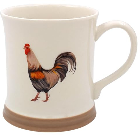 THE Leonardo Collection Cockerel Mug Embossed Country Life, Tea and Coffee Mugs for Hot Drinks | Fine China Printed Mugs for Kitchen & Home | Reusable Ceramic Cups for Every Occasion
