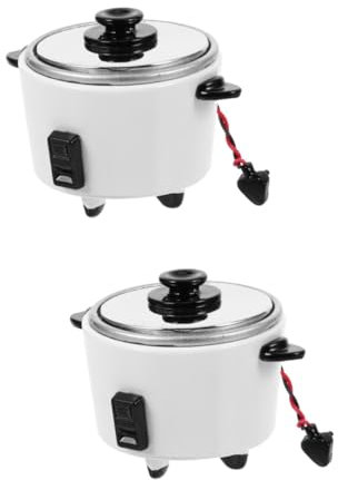 JOINPAYA 2 Stück Küchenrequisiten vorgeben Mini winzig Ornament Puppe realistisches Reiskochermodell Küchenzubehör vortäuschen Simulation Reiskocher Metall