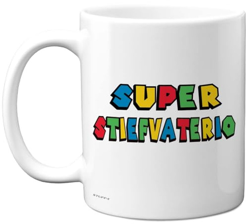 Super Stiefvaterio Tasse Stiefvater Geschenk, Weihnachten Geschenkidee | Lustige Geburtstagsgeschenke für Stiefvater, 11oz Kaffeetasse Keramik, Spülmaschinenfest, Geschenk von Stiefsohn Stieftochter