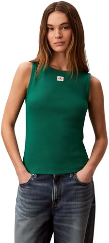 Calvin Klein Damen Sl Woven Label 2x2 Baby Rib Cuto Lv047f246g Tanktop