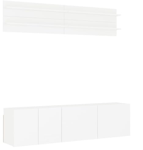 vidaXL Wall TV Furniture 6 Pieces White in Multilayer Wood