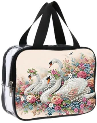 CXINLky Diamond Art Painting Transparente Tasche, Diamond Art Transparent Umhängetasche, Durchsichtige Tasche für Konzerte, Sportveranstaltungen-01-Schwan