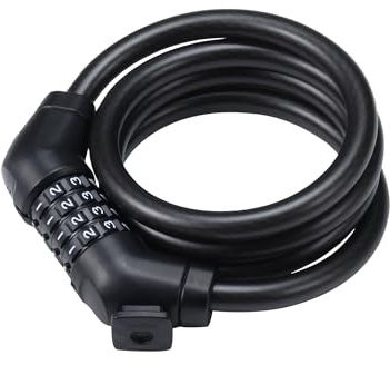 BBB Cycling CodeGuard BBL-101 Zahlenkabelschloss, 12 mm x 120 cm, zurücksetzbarer 4-stelliger Code