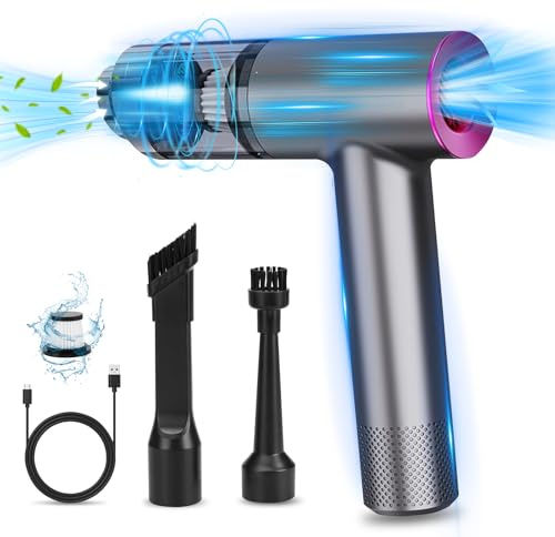D-Lumina Aspirapolvere per Auto, Aspirabriciole Senza Fili Potente 15000PA | Mini Aspirapolvere Portatile, Sistema a Doppia Filtrazione,Adatto per la Pulizia Profonda di Auto e Case