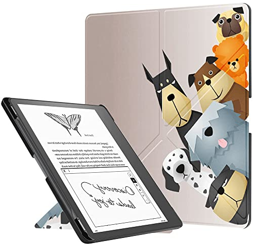 Case for 11 Kindle Scribe 2025 3rd Gen & Kindle Scribe Colorsoft 2025 1st Gen, Lightweight PU Leather Origami Stand Smart Cover with Pen Holder, Auto Sleep Wake, Dogs Family