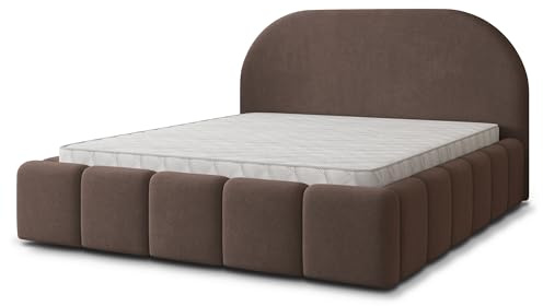 Masseno Polsterbett FLUSSO SR 160x200 cm, Doppelbett, Bettkasten, Stauraum, Lattenrost Und Kopfteil - Braun, SORO 28