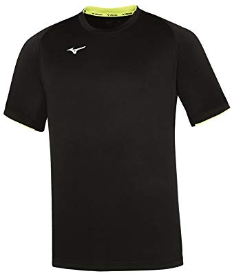 Mizuno Herren Core Short Sleeve Tee Tshirt, schwarz/neon gelb, XL
