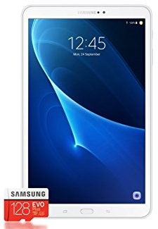 Samsung Galaxy Tab A T580 25,54 cm (10,1 Zoll) Tablet-PC (1,6 GHz Octa-Core, 2GB RAM, 32GB eMMC, Wifi, Android 7.0) weiß + Samsung Evo Plus Micro SDXC 128GB