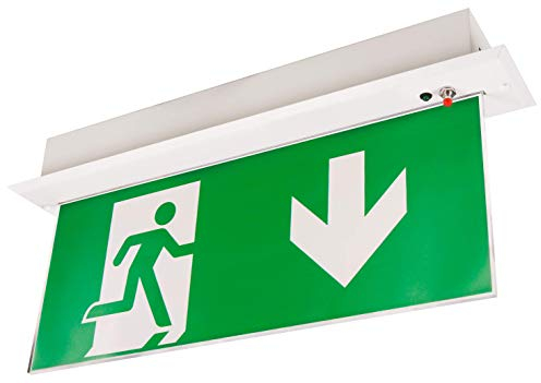 McShine - LED Fluchtwegleuchte I FL-250 I IP20 I Exit Schild 230V I Notausgangsschild beleuchtet LED, mit Akku bei Stromausfall Deckenmontage
