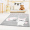 carpet city Kinderteppich Grau - 80x150 cm - Hase mit Herzen, Regenschirm - Teppich Kinderzimmer Tiermotiv