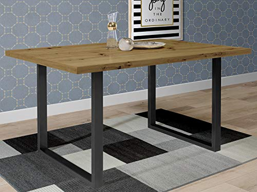 möbelando Esszimmertisch Küchentisch Speisetisch Tisch Holztisch Esstisch Talbert XIV Artisan Eiche/Schwarz