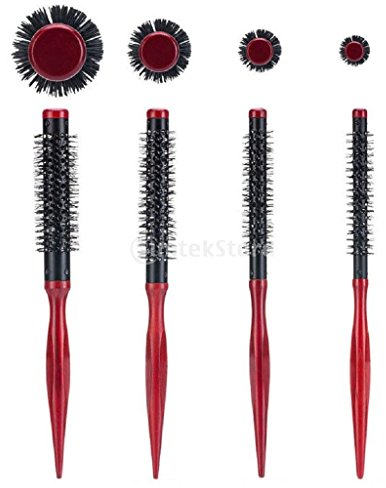 Fliyeong 4 Teile/Satz Kleine Mini Runde Haarbürste Hitzebeständige Nylonborsten, Kurze Haare Föhnen Styling Roll Haarbürste 10mm / 12mm / 15mm / 25mm Langlebi