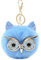 Puffball Eule Kunstfell Pom Pom Schlüsselanhänger Handtasche börse Schmuck Halter Schlüsselanhänger Rucksack Anhänger - Blau - Small