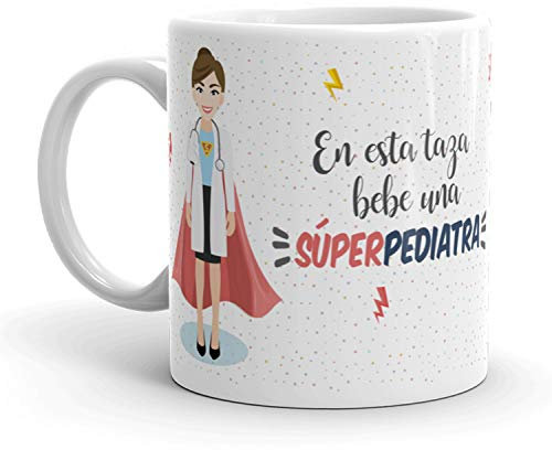 Kembilove Taza de Café Pediatra – En esta taza bebe un Súper Pediatra – Taza de Desayuno para la Oficina – Taza de Café para Profesionales de Superhéroes – Regalos Personalizados