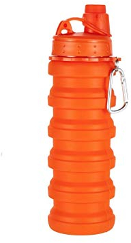 SANUMBRE Bouteille d'eau Pliable, Couleur Unie Coupe De Sport avec Crochet Portable for Usage Extérieur (Couleur : Orange)