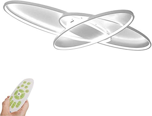 minifair Wohnzimmer LED Deckenleuchten Dimmbare Leuchten Decke Unterputz mit Fernbedienung Deckenbeleuchtung, Modern Chic Oval Design Kronleuchter für Schlafzimmer Esszimmer Küchenlampe, Weiß