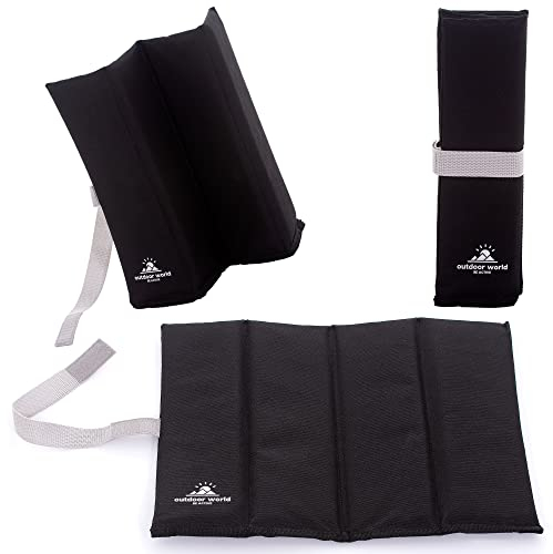 Outdoor World Klappbare Sitzmatte – wärmeisoliert, wasserdicht, feuchtigkeitsbeständig, tragbares Sitzpolster – leichtes Sitzkissen für Outdoor, Camping, Park, Picknick, Wandern, Angeln (Schwarz)