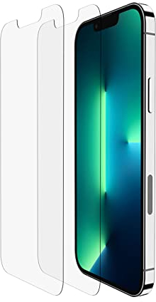 Belkin iPhone 14, iPhone 13 and iPhone 13 Pro Screen Protector TemperedGlass, Easy Application Bubble Free with Included Guide Stickers, 2 Count (Pack of 1)