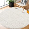 payé Teppich Rund - Hochflor - Boho - Cream - 200x200cm - Einfarbig - Modern Raute Meliert Muster - Skandinavisch Flauschig Weich - Wohnteppich Schlafzimmer Dekoration