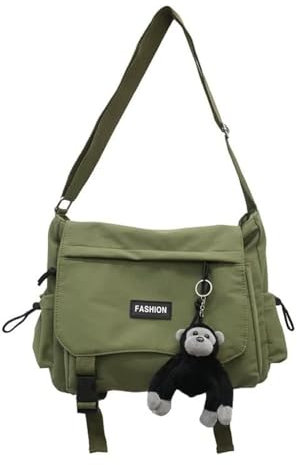 heyheyshine Unisex-Erwachsene Große Kapazität Wasserdichte Nylon Polyester Messenger Bags Schwarz Oxford Buch Taschen, Grün (Army Green), Medium, Rucksack Rucksäcke