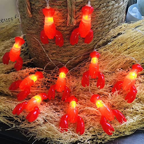 Riaxuebiy Lobster String Lights 10ft 20 LED 3D Red Lobster Twinkle Fairy Lights Battery Operated for Bedroom Porch Garden Tent Wedding Birthday Decoration (3m/20led, Lobster)