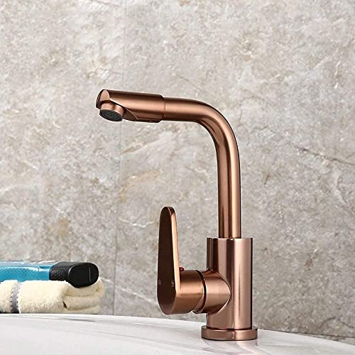Robinets,Gold Space Aluminium Robinet Ménage Salle De Bains Bassin Robinet Chaud Et Froid Robinet Au-Dessus du Comptoir Bassin Mitigeur d'eau Mitigeur Lavabo Robinet/Or Rose Little Surprise
